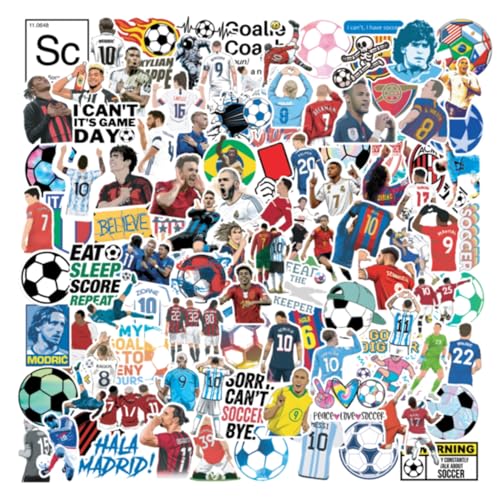Image of CodersParadise - Pack of 99 Football Soccer Stickers for Laptop, Planner, Diary, Waterproof Residue Free Messi Ranoldo Barcelona