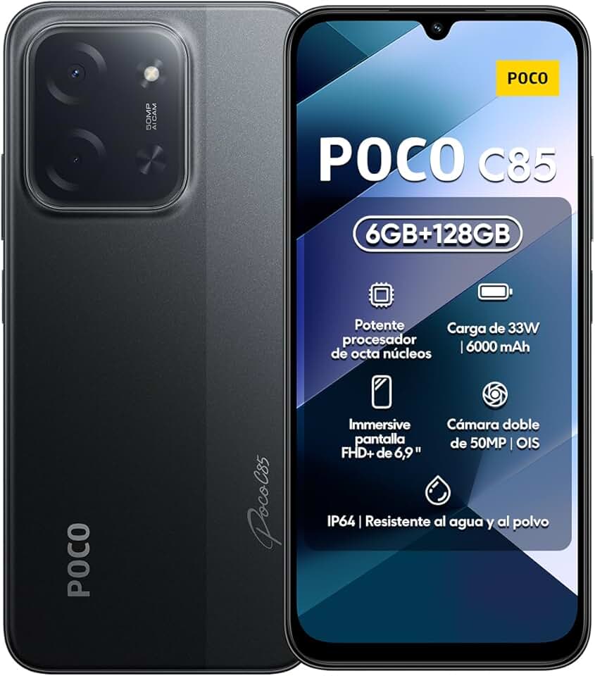 Smartphone Xiaomi Poco C85 NFC Preto 6GB RAM 128GB ROM