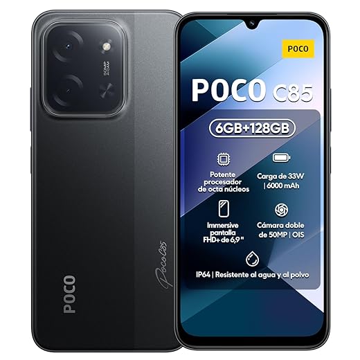 Smartphone Xiaomi Poco C85 NFC Preto 6GB RAM 128GB ROM