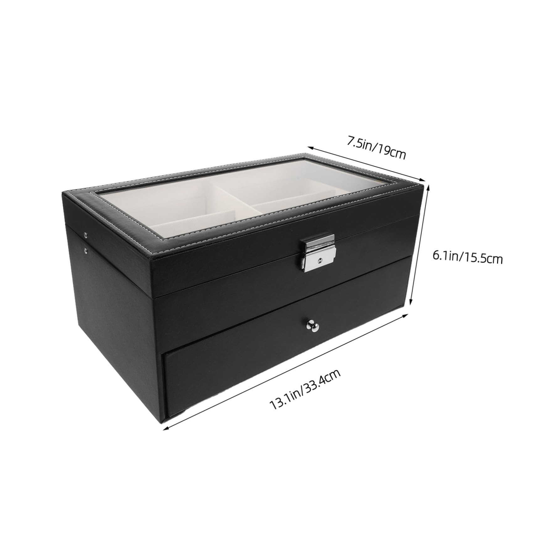 Generisch Doppelschichtige Brillenbox mit Fächern Weiche Innenpolsterung Hartschalen-brillenetui für Sonnenbrillen und Lesebrillen Vielseitiger Organizer für Zuhause Büro und Unterwegs