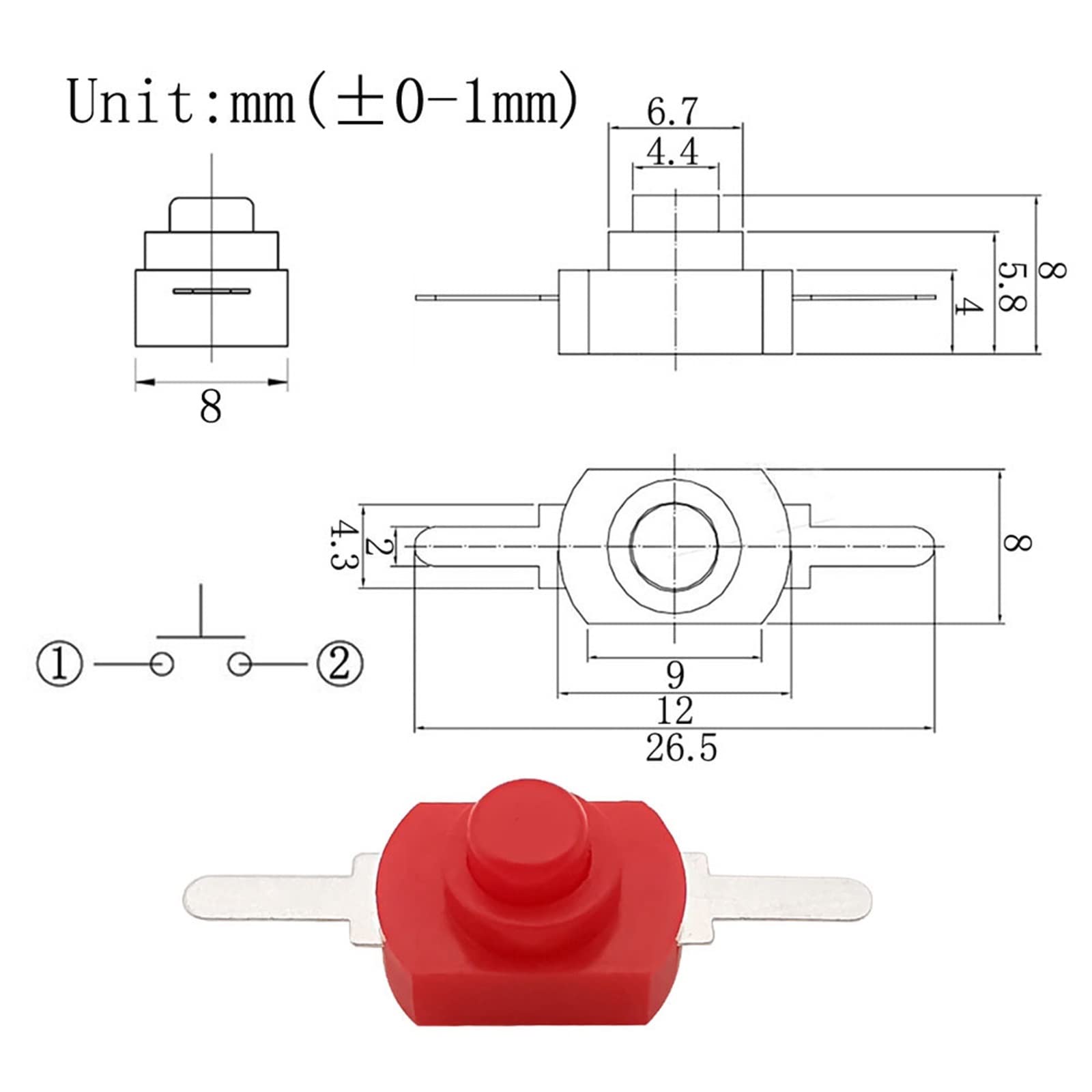 flashtap ボタン　24mm×11  30mm×2 Amazon.co.jp: 5/10 個 12 × 8 ミリメートル DC 30V 1A オンオフ