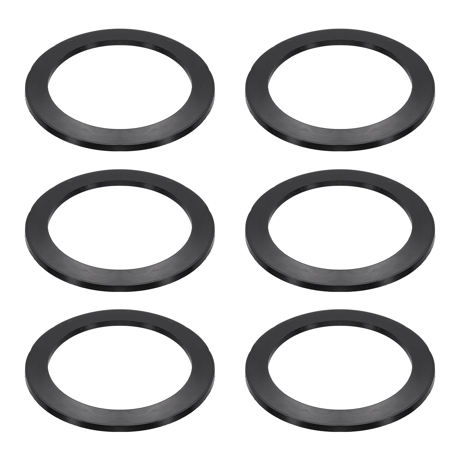 sourcing map 6 Pcs Flat Rubber Washers, 54mm/2.13" Rubber O Ring Seals Gasket Washers for 2 1/8 Inch Drain Pipe Sink Drains for Seals Repair Shower Hose Faucet Shower Head, Black
