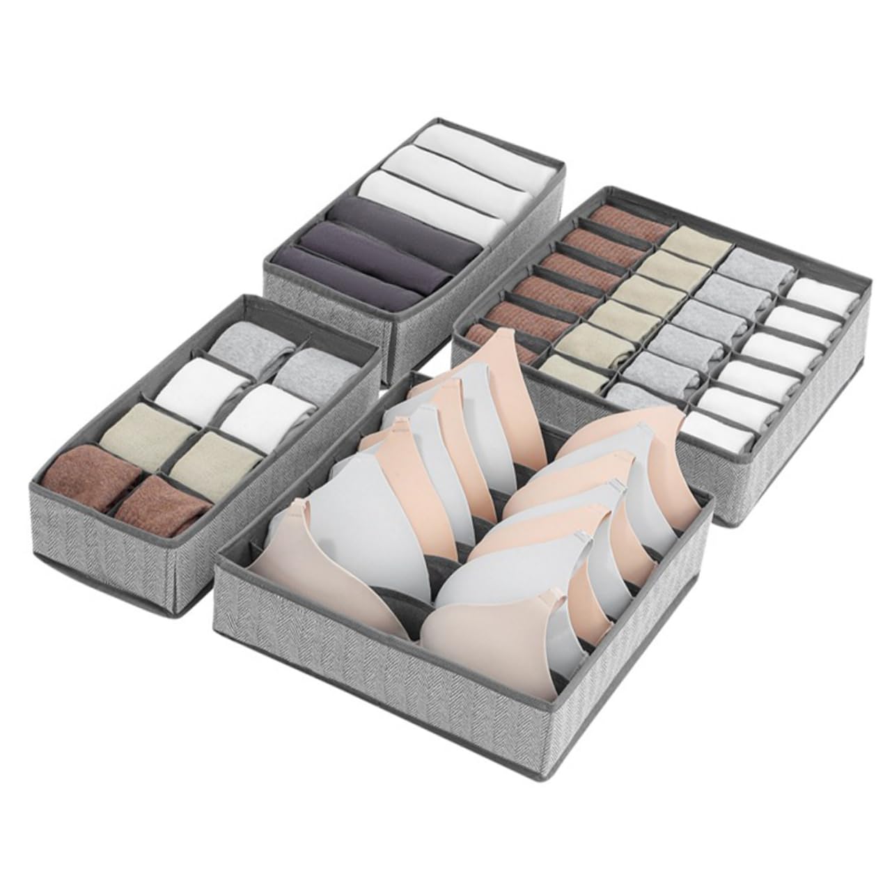 Organizador de Ropa Interior para Armario, 4 Piezas, 7 Compartimentos