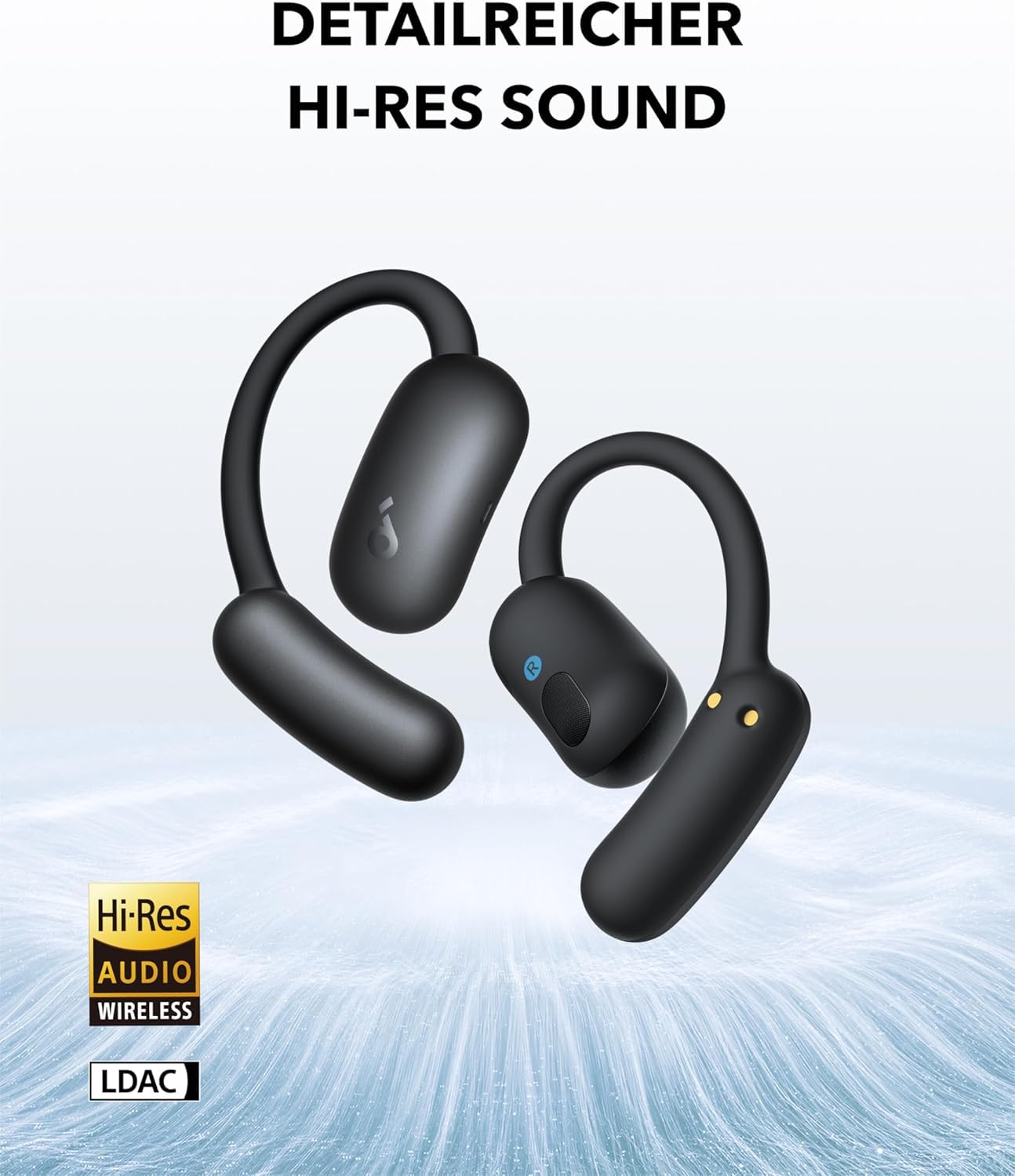 soundcore AeroFit 2 by Anker, Open-Ear Kopfhörer, KI-Übersetzung, anpassbare Ohrbügel, Fester Halt, tiefer Bass, Hi-Res Audio, 42h Spielzeit, Bluetooth 5.4, kabellos Laden, IP55(Generalüberholt)