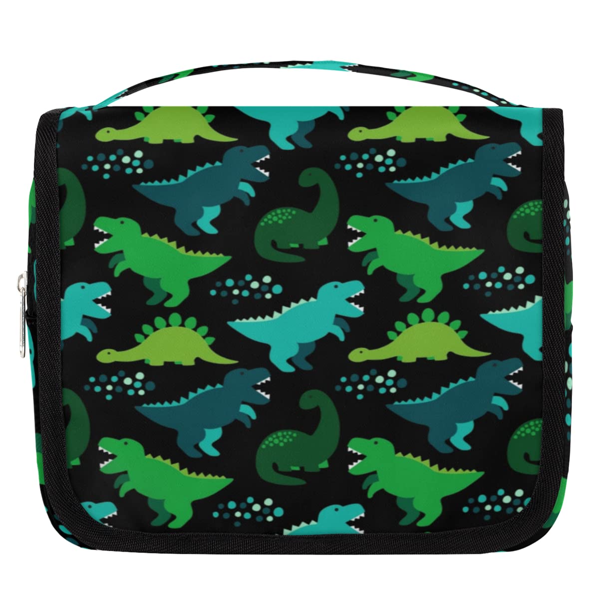 Caroon Dinozaur Podróżna Kosmetyczka Zabawny Dinozaur Mycie Torba Unisex Wiszące przybory toaletowe Kosmetyczka Organizer do makijażu, wielobarwny, Jeden rozmiar