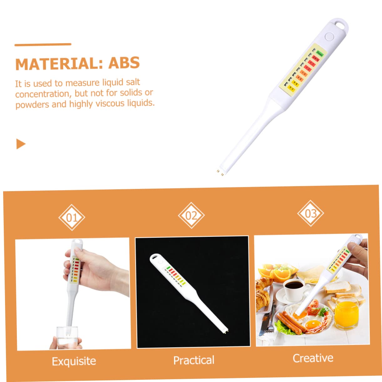 SOLUSTRE Medidor de Salinidad Portátil para Agua Salada Diseño Profesional y Resultados Claros, Fabricado en Abs, Adecuado para Uso en Hogares y Spas