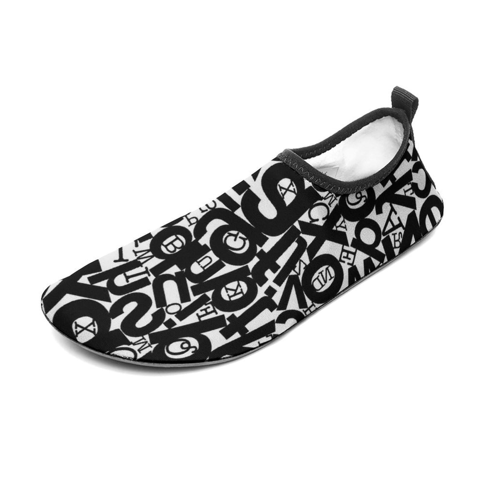 CSEMEIE Alphabet Pattern Water Shoes Beach Shoes Aqua Socks for Women Men Swimming Yoga