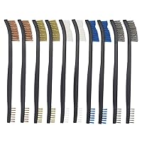 Vista 15 de Paquete de 10 cepillos de limpieza multiusos de doble punta para pistolas de 7 pulgadas, cepillos de cerdas de nailon de acero y latón (nailon)