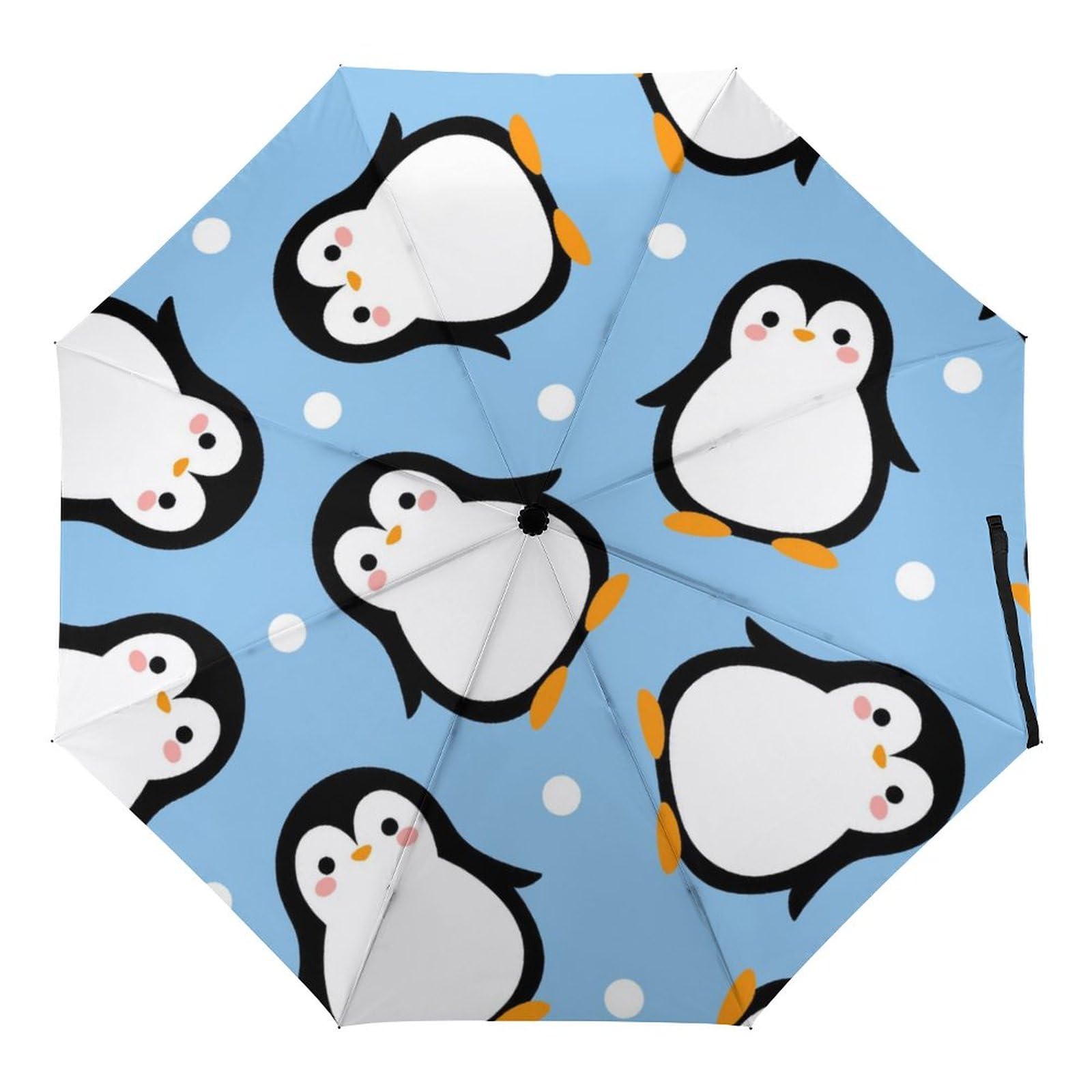 Orenz Multi10 Automatic Folding Umbrella Penguins Pattern Windproof Portable Travel Umbrella