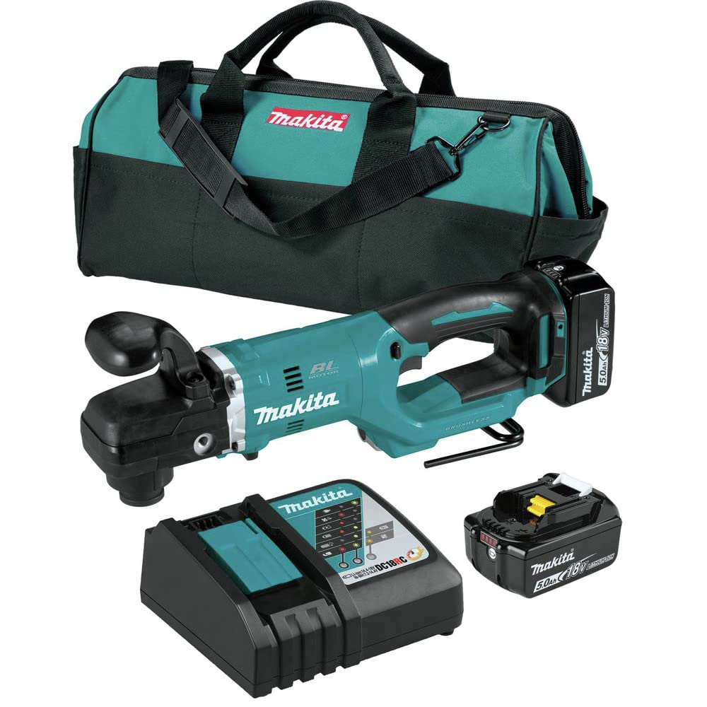 Makita XAD06T Right angle drill kit, 7/16 in. hex, brushless, 5.0 Ah