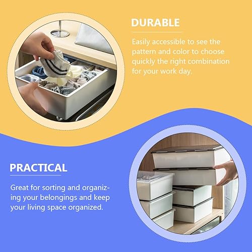 Miniatura 2 de COHEALI Transparent Plastic Sock Organizer Dividers Storage Box for Underwear and Socks Premium Cloth Material Multi-use Closet Bedroom Nursery