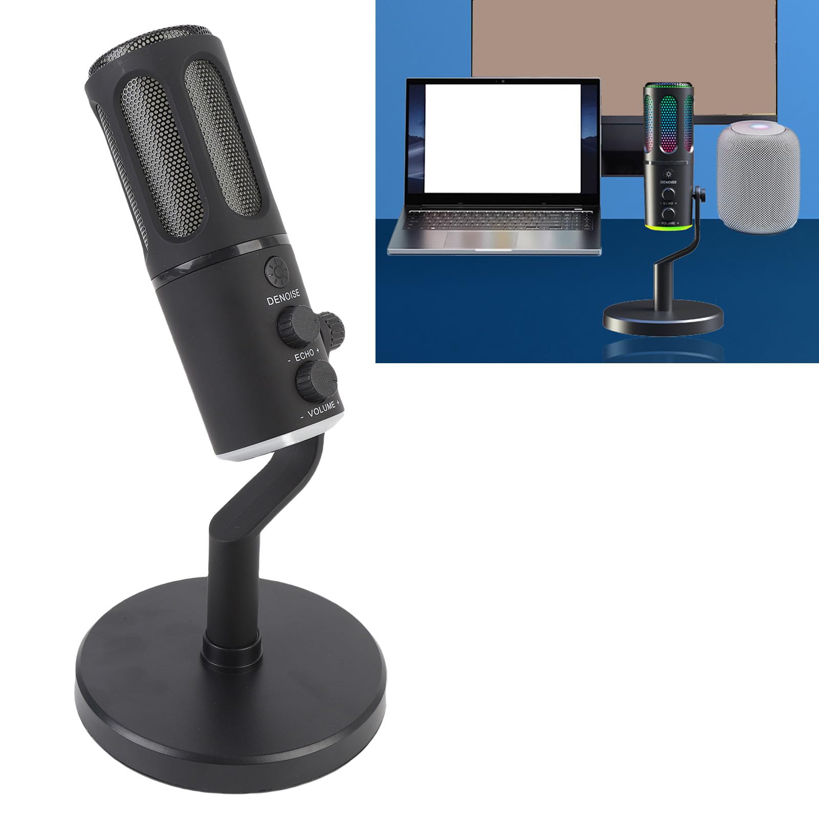 Yctze Micrófono Dinámico, Micrófono Cardioid USB XLR con Brazo Ajustable, Cubierta de Malla de Metal, para Juegos en Vivo, Canto, Grabación de Texto en Vivo, Adecuado para Tarjeta de