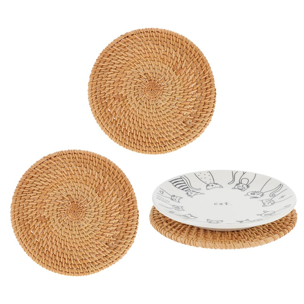 Beavorty 3Pcs Insulated tea coaster teapot trivet seagrass coasters retro coasters vintage table placemats rattan trivet vintage home decor Heat Insulation Mat dish mat cup autumn vines