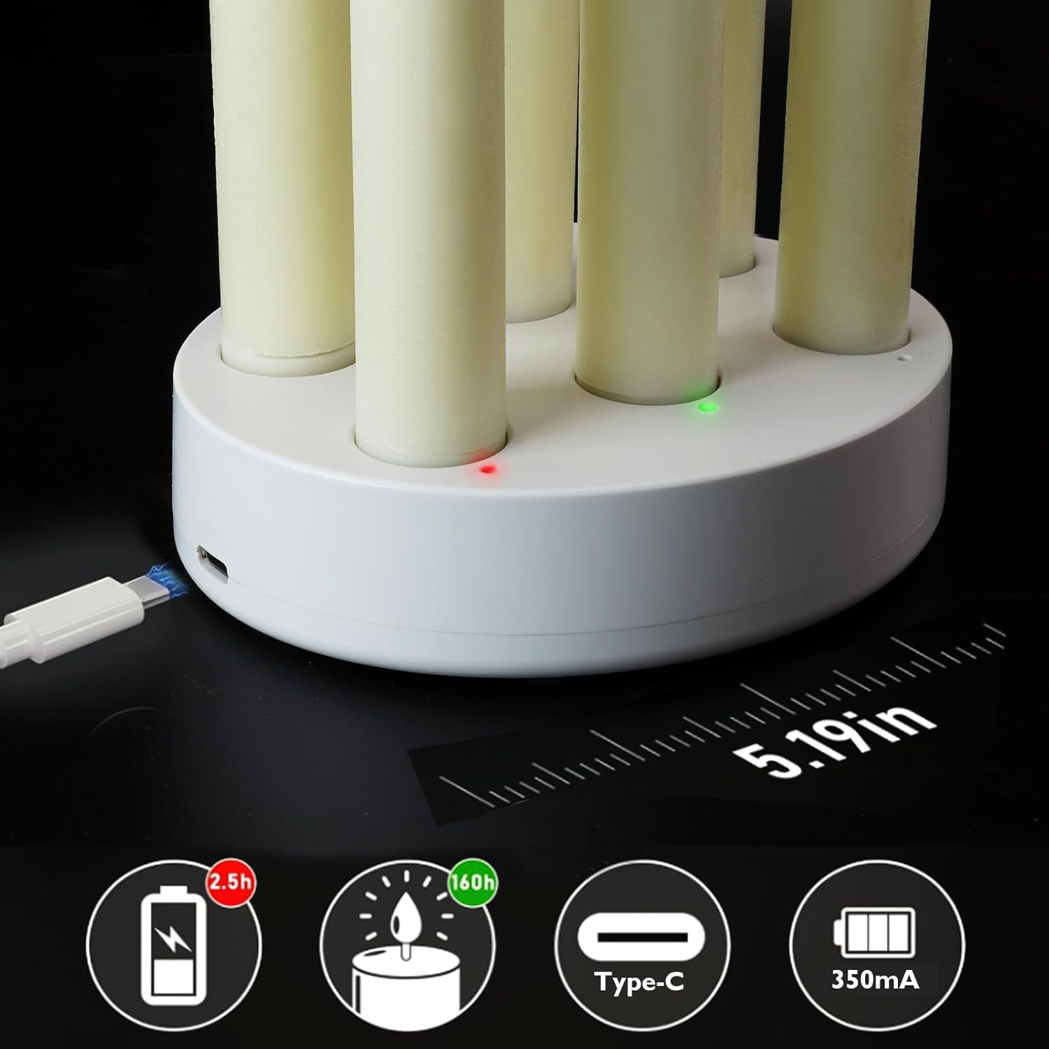 Homemory Candele LED Ricaricabili: 6 Pezzi Con Effetto Fiamma 3D, Telecomando E Timer - Perfette Per Matrimonio E Atmosfera Natalizia - 3