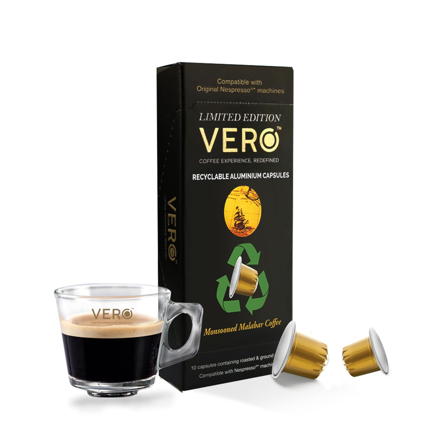 VERO "Limited-Edition Monsooned Malabar Coffee Capsules, Intensity 9 of 12, Original Nespresso Compatible Coffee Pods, Dark Roast (1) (B07WWTRQD2) Amazon Price History, Amazon Price Tracker