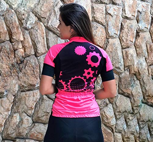 CAMISA FEMININA FAVO CATRACA ROSA FLUOR MANGA CURTA - M