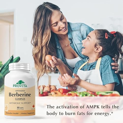 Miniatura 4 de PROVITA Berberine TPGS  Suplemento avanzado de apoyo de azúcar en sangre  Activador AMPK para metabolismo de glucosa y control de peso  Cápsulas de