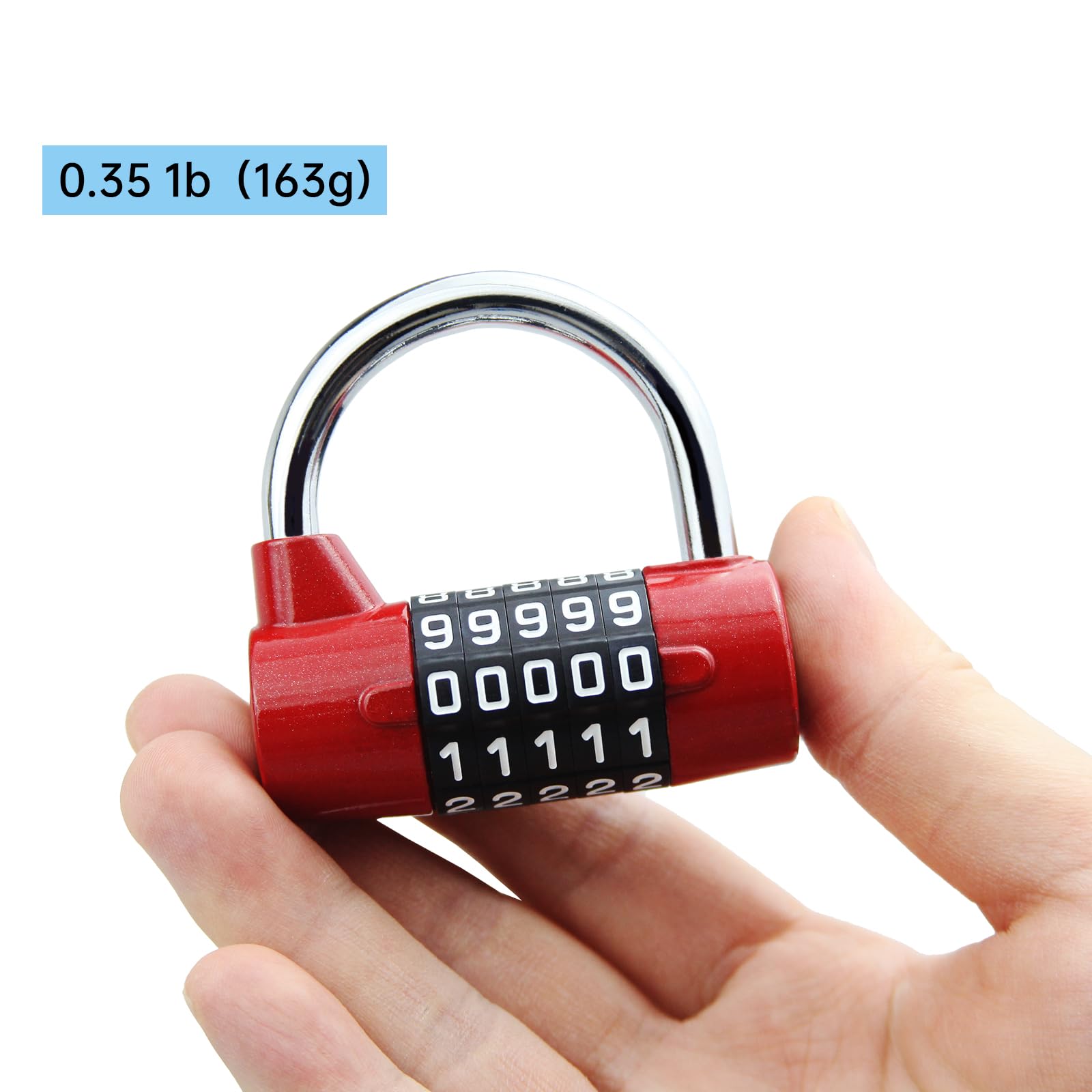 SISAV 5 Digit Combination Lock,Gym Padlock,Replaceable Combination Lock,Suitable for School Lockers,Tool Boxes,Fences,Red(1 Pack) - Image 4