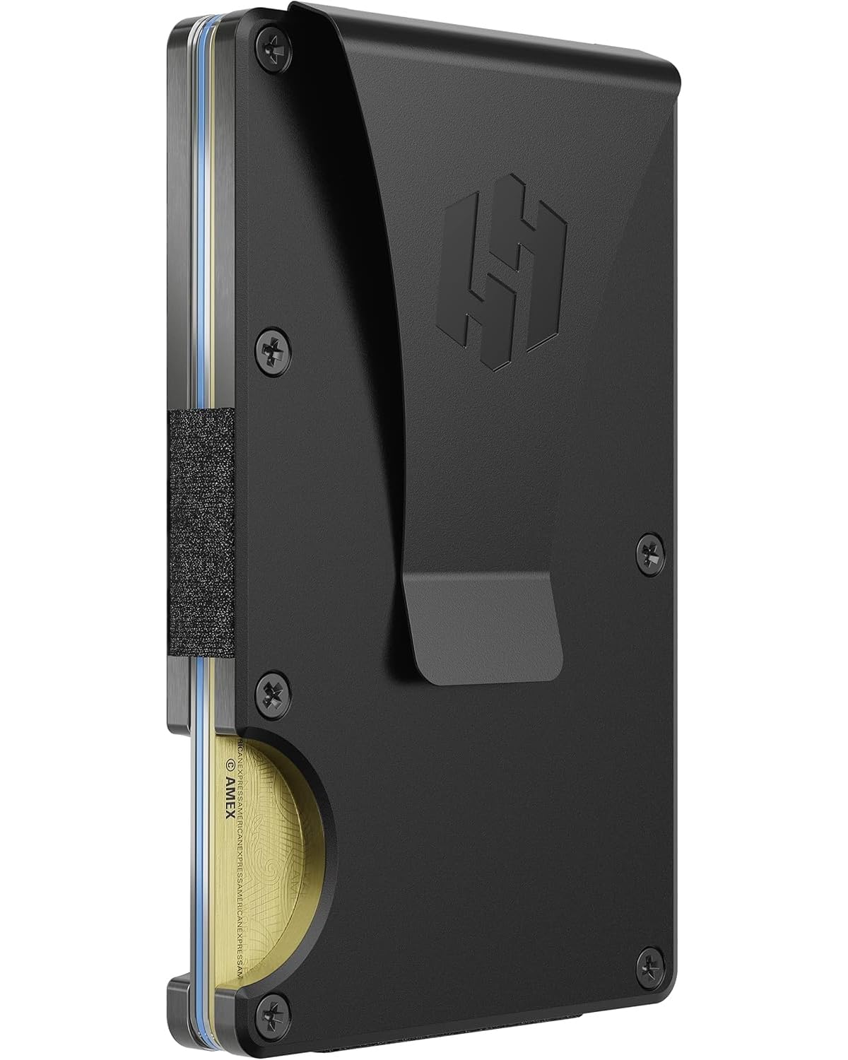 Hayvenhurst Slim Minimalist Front Pocket RFID Blocking Metal Wallets for Men with Money Clip, Obsidian, S, Minimalist