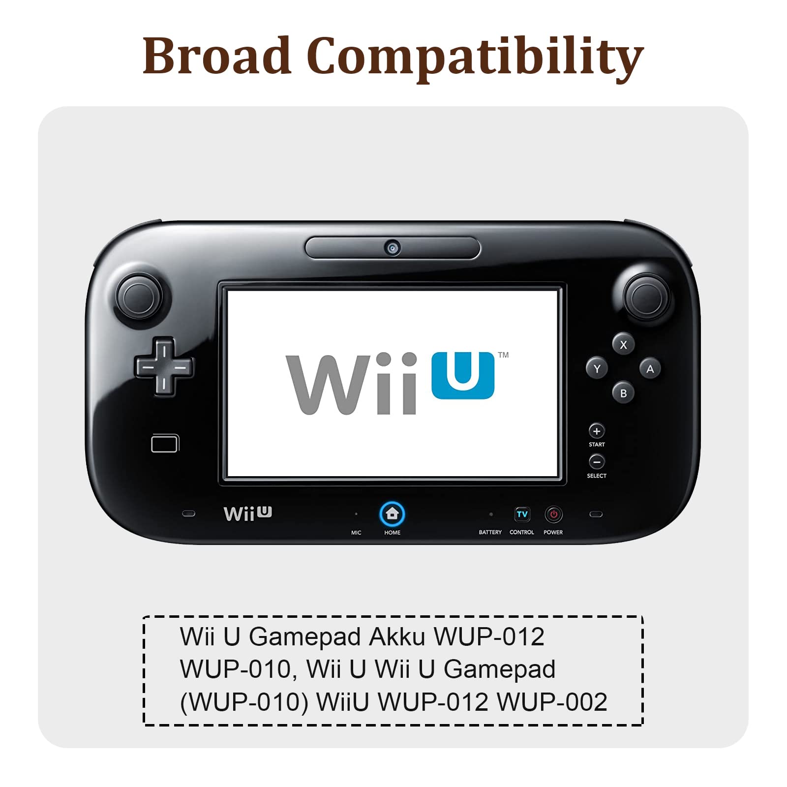 Batteria di ricambio WUP-012 compatibile con Wii U Gamepad WUP-012, WUP-010, Wii U Wii U Gamepad (WUP-010) WiiU WUP-012 WUP-002