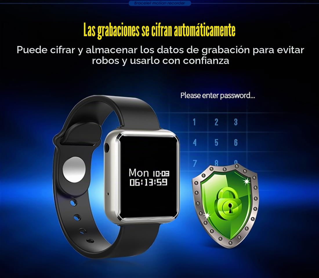 Reloj Grabador De Voz Digital,Mini Grabadora De Voz, Pulsera De Grabación De Audio De Voz Con Cancelación De Ruido, 30 Días En Espera, Formato De Grabación WAV Con Auriculares Para Clase, Reunión ( Co