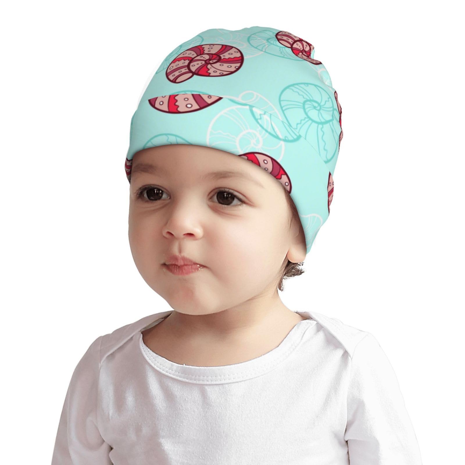 Cute Animal Snail Pattern Kids Beanie Hats Warm Knit Beanie Cap Skull Caps Gifts Decor for Boys Girls White