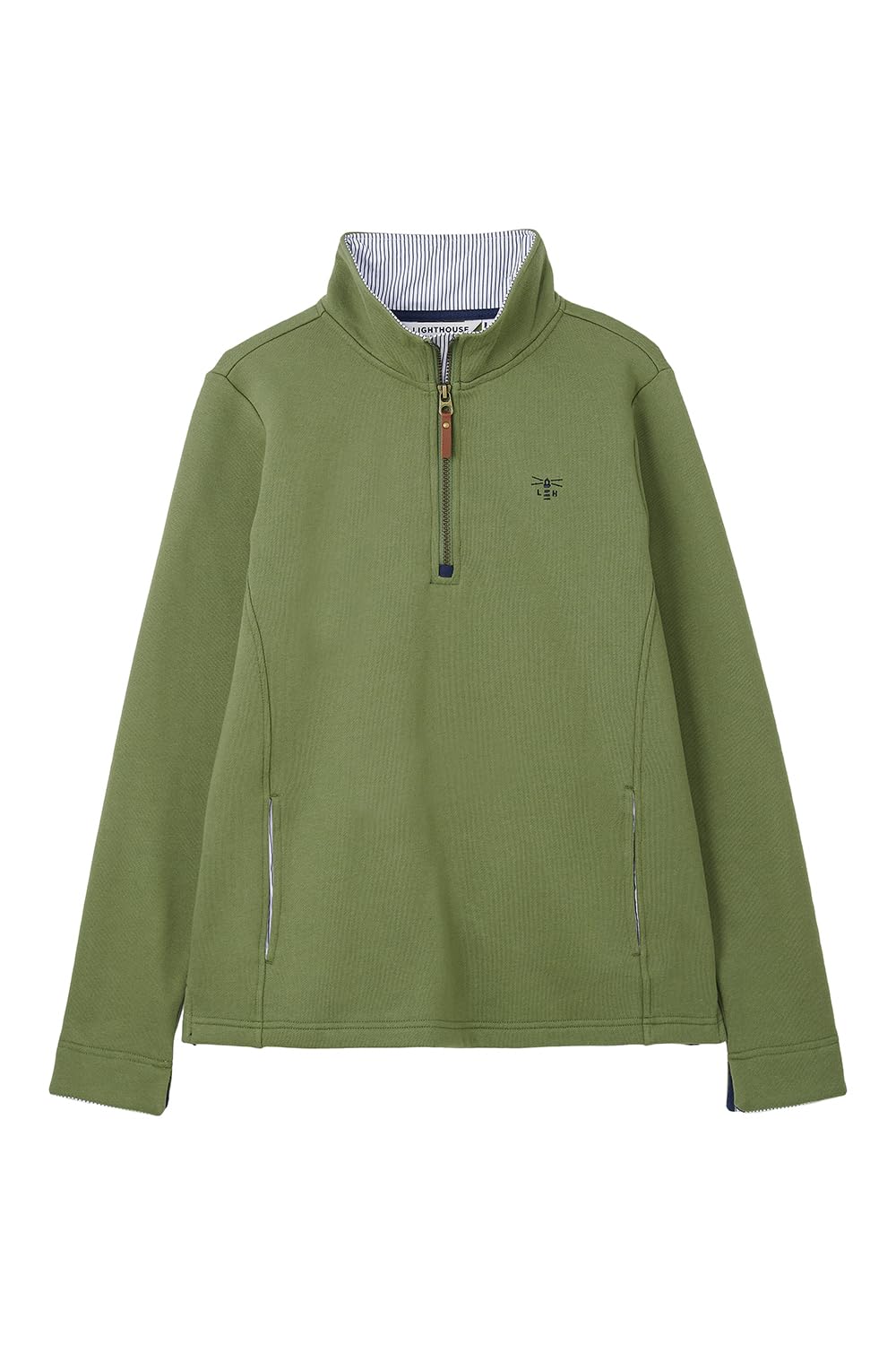 LightHouse Womens Shore Sweatshirt - Ladies Warm Half Zip Cotton Top - Olive - 14