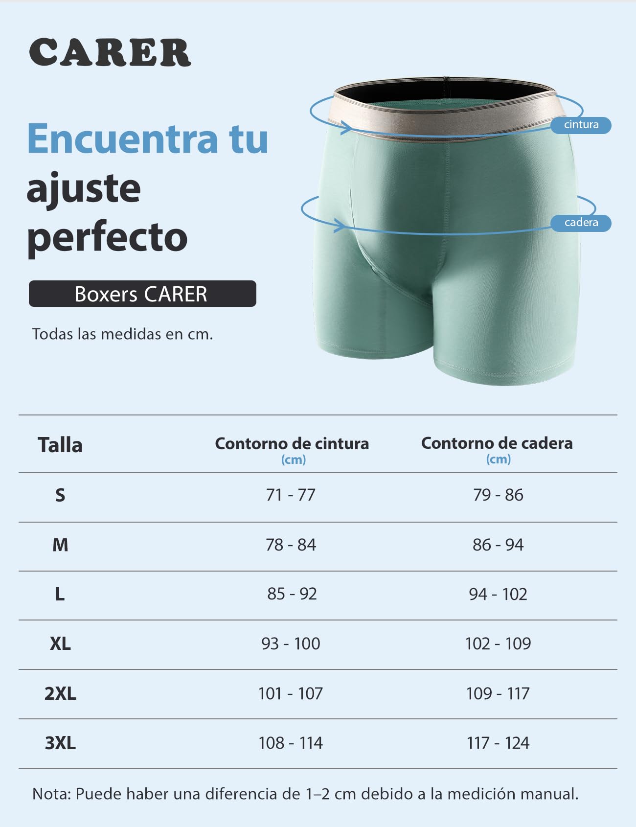 Carer Pack 3 Calzoncillos Incontinencia Hombre de Algodón, 150ml Absorbencia Lavables Reutilizables Antifugas Boxer Hombre, Surtido Talla XL