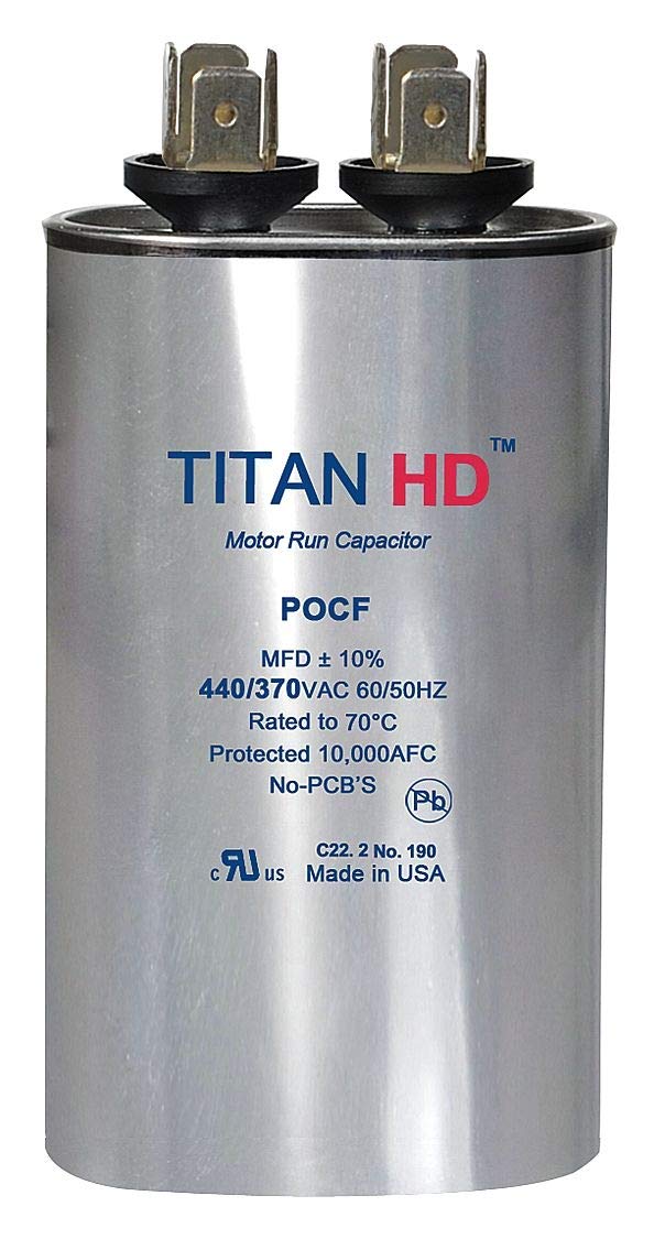 Titan Hd Oval Motor Run Capacitor, 25 Microfarad Rating, 440VAC