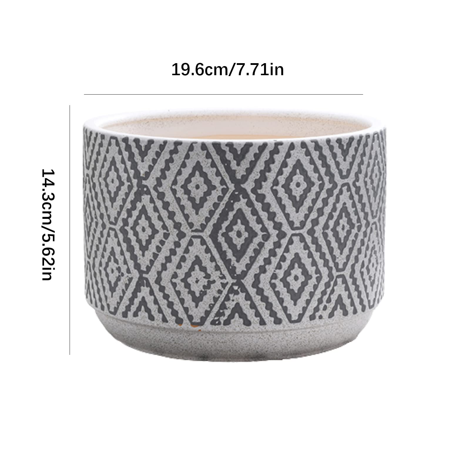 Vasi da Giardino Fioriera in Ceramica con Motivo Geometrico, Vaso da Fiori per fioriera Rotondo da 7/9/11 Pollici con Foro di drenaggio per Interni ed Esterni