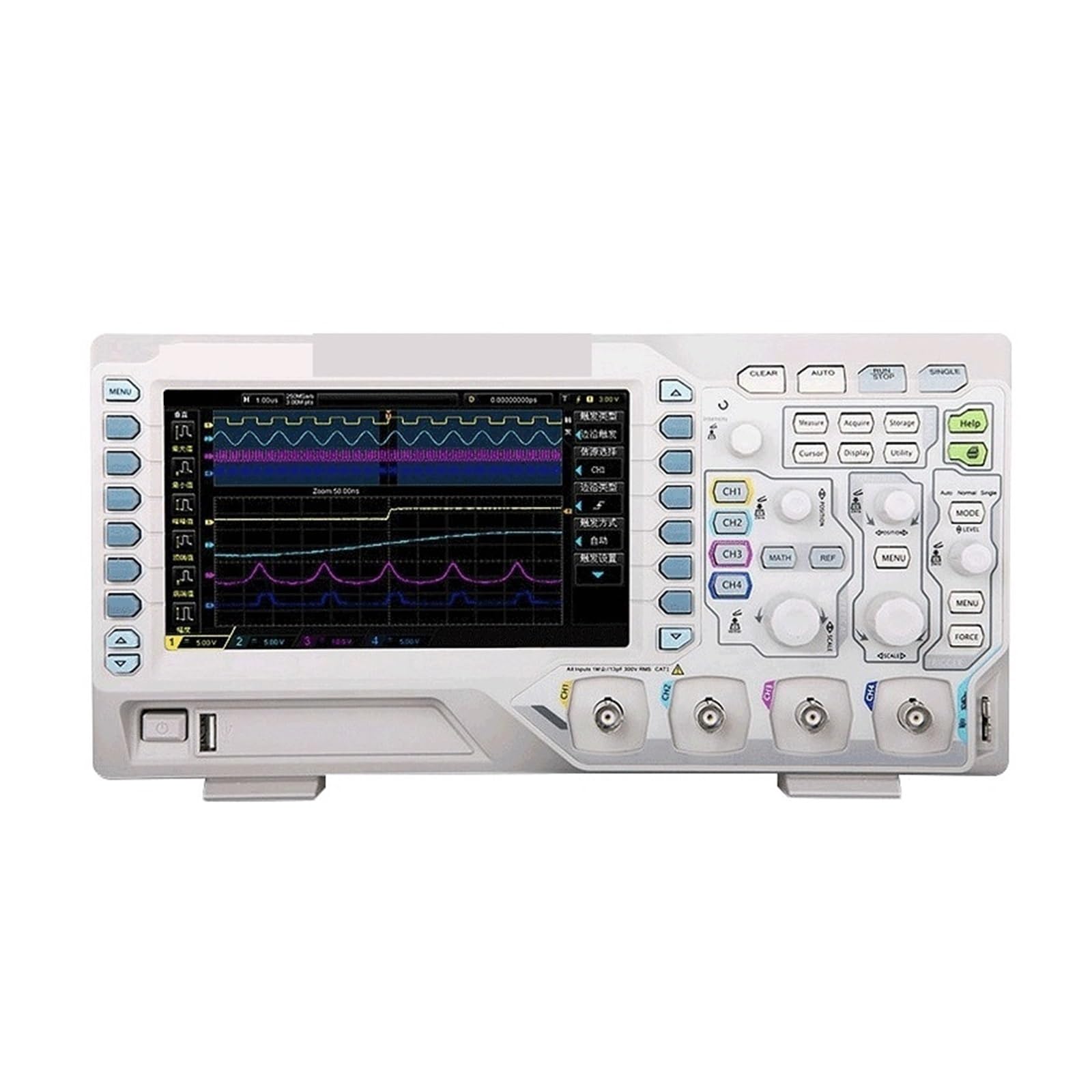 Osciloscopio digital de pantalla de 7 "50 MHz 4 canales analógicos Tasa de muestreo 1GSa/s 24 Mpts Profundidad de memoria Almacenamiento de forma de onda Reproducción Identificación rápida