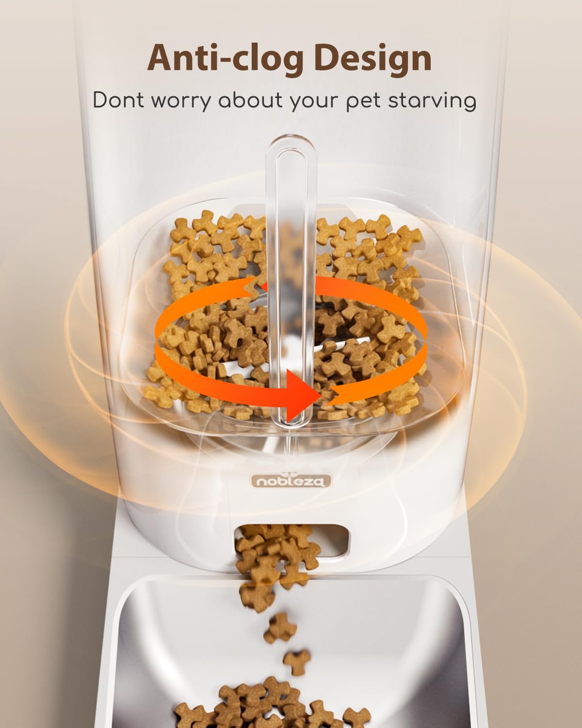 Nobleza - Distributore Automatico di Cibo per Gatti Cani, 2.4G WiFi Dispenser Crocchette Cibo Cani Automatico, 4L Dispenser Cibo Gatti con Timer, Registrazione di 10S, 1-10 Pasti al Giorno