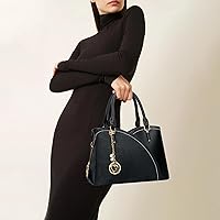 Vista 2 de KKXIU Monederos y bolsos de mano con triple compartimento para mujer, bolso de mano con asa superior 2-negro