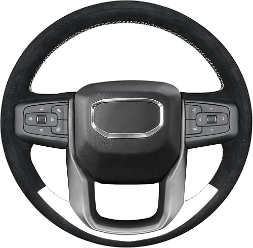 Vista 8 de MEWANT Funda para Volante para GMC Sierra 1500 / Sierra 1500 Limited/Sierra 2500 / Sierra 3500/ Yukon (XL) Envoltura de Volante Cosida a Mano Cuero