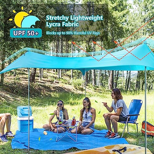 Hapimp Beach Canopy, Portable Upf50+ Beach Tent Shade For 8 Person, Easy Setup, Beach Canopy Tent Sun Shade 10X10Ft For Beach, Camping, Beach Tent Sun Shelter With 4 Poles, Sand Sandbags Ground Pegs #TOP1