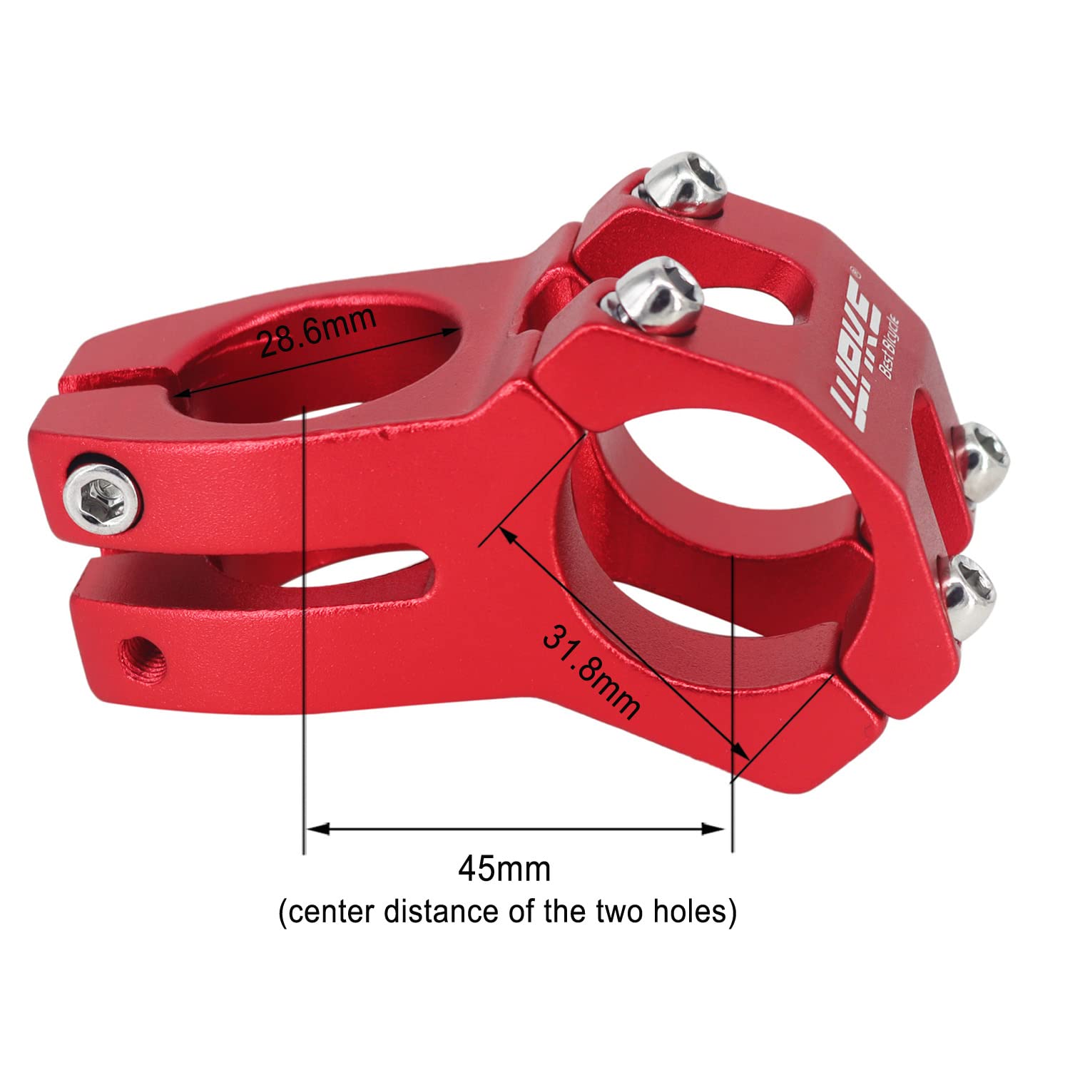 Potence Vélo VTT 31.8mm - Alliage Aluminium 6061 T6 - Noir/or/bleu/rouge - Légère (120g) - Pour Guidon Et Fourche Standard