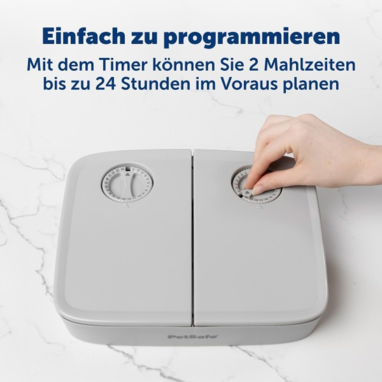 PetSafe Futterautomat für 2 Mahlzeiten, Haustiersicheres Design, Für trockenes Hunde und Katzenfutter, Grau, 1 Stück (1er Pack).