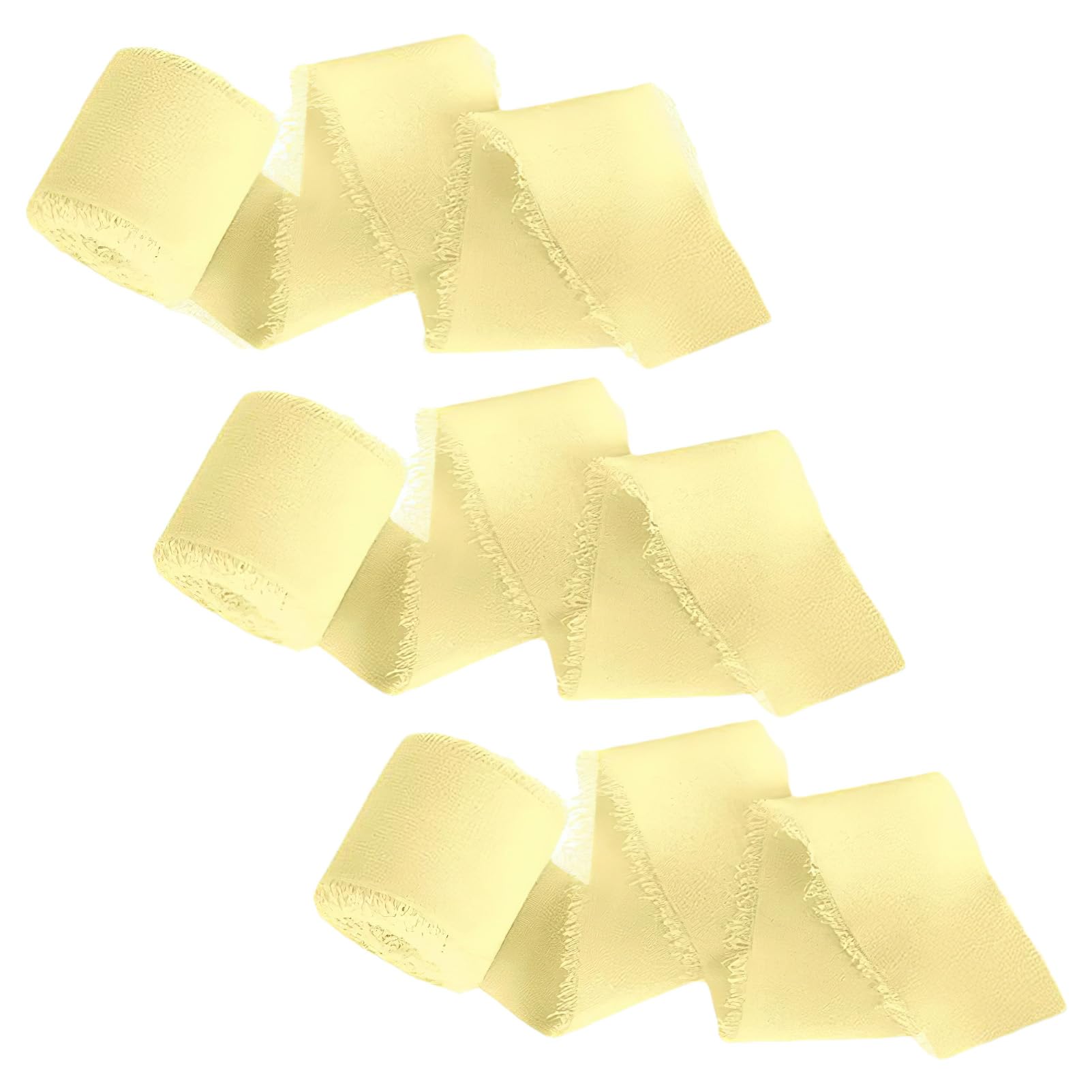 rismart 3 Rolls 1.5" x5Yd Fringe Chiffon Ribbon for Gift Wrapping Wedding Invitations Bridal Bouquets Home Decor Yellow