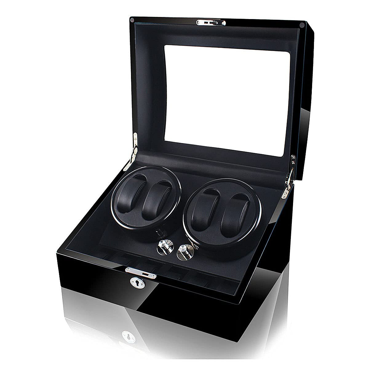QUSYZD Watch Winder Automatic Watch Winder Case for 4 Watches, Leather Case Watch Winder with 5 Rotation Mode Setting,
