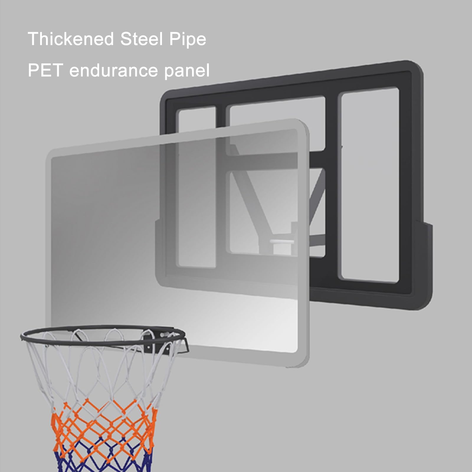 Canasta de Baloncesto de Pared, Tablero de Pet y Marco de Acero, para Interior y Exterior, Niños y Adultos, Jardín o Gimnasio