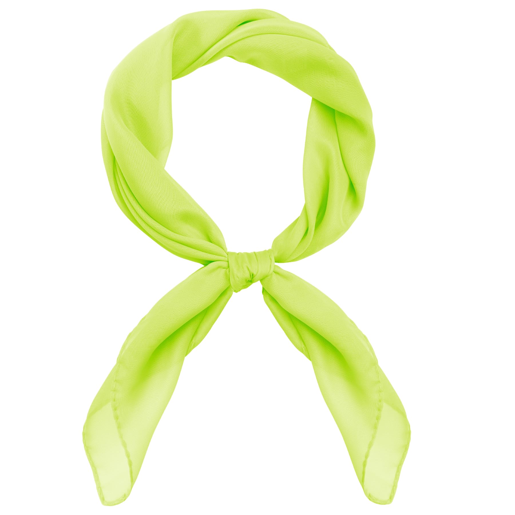 Pistha Chiffon Scarf Ribbon Neck Scarf Square Handkerchief,25.5''x25.5'' (Green, 25.5 * 25.5 inch)