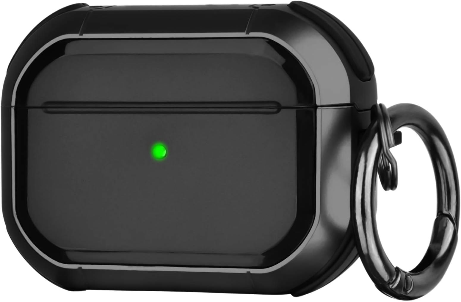 OLEBAND Case Compatible with Airpods Pro with Keychain,Full-Body Rugged Military Grade Protective Cover,Resilient Shock Absorption Design, Durable Armor Case,Black