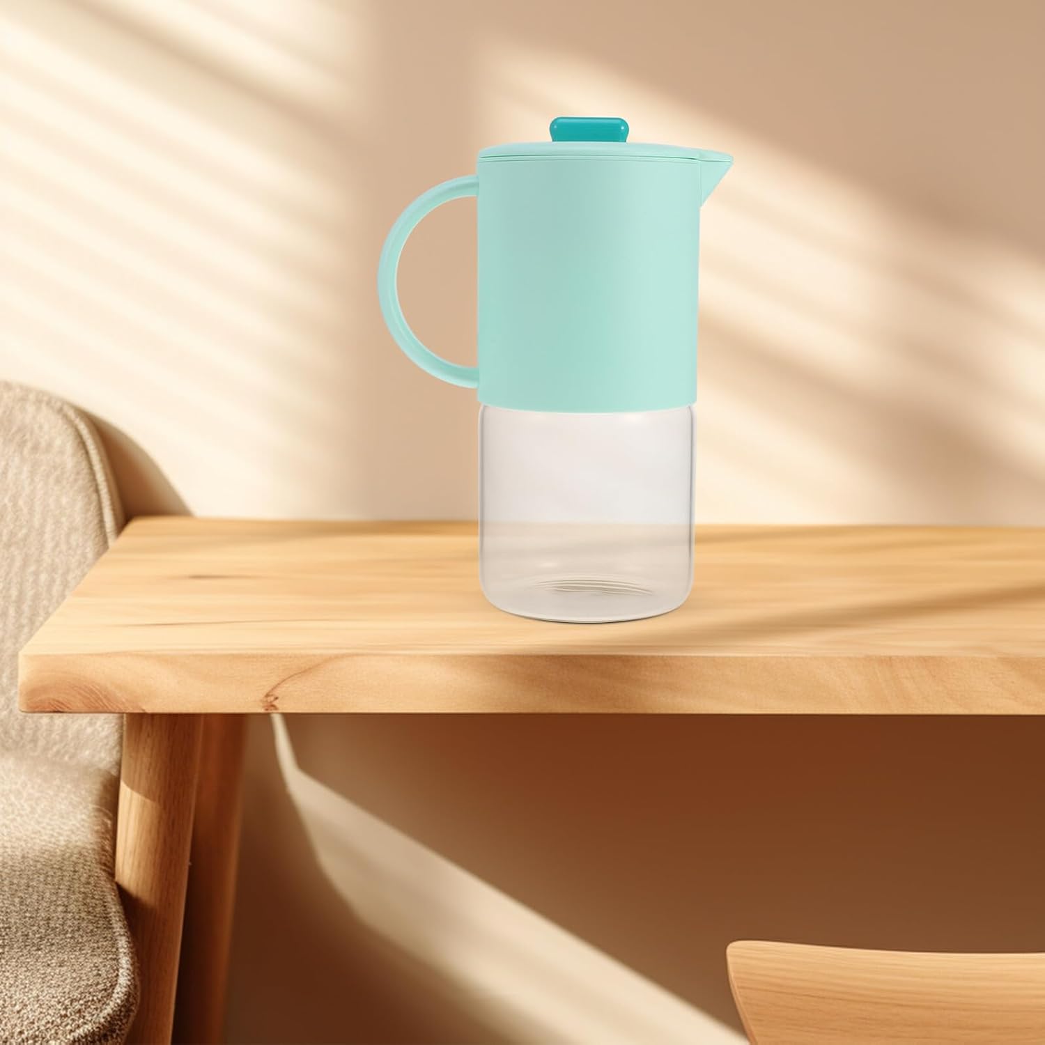 Large Capacity Juice Pitcher Water Jug with Handle Plastic Light Green Beverage Pitcher for Cold Drinks and Iced Tea Serving at Home