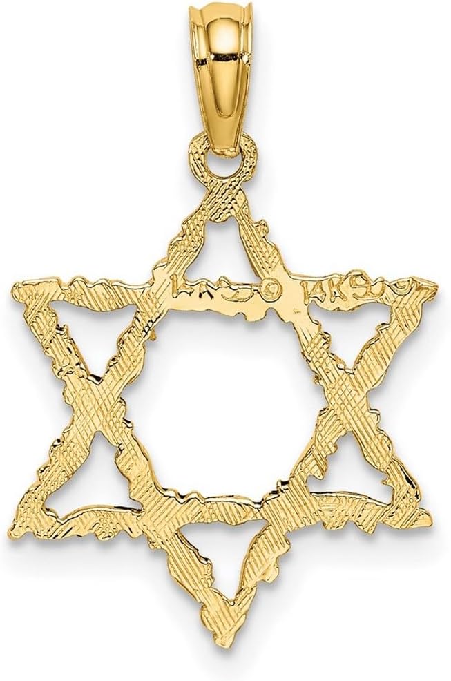 JewelryWeb 16mm 14k Gold Religious Judaica Star of David With Scroll Design Jewish Pendant Necklace for Women - Image 4