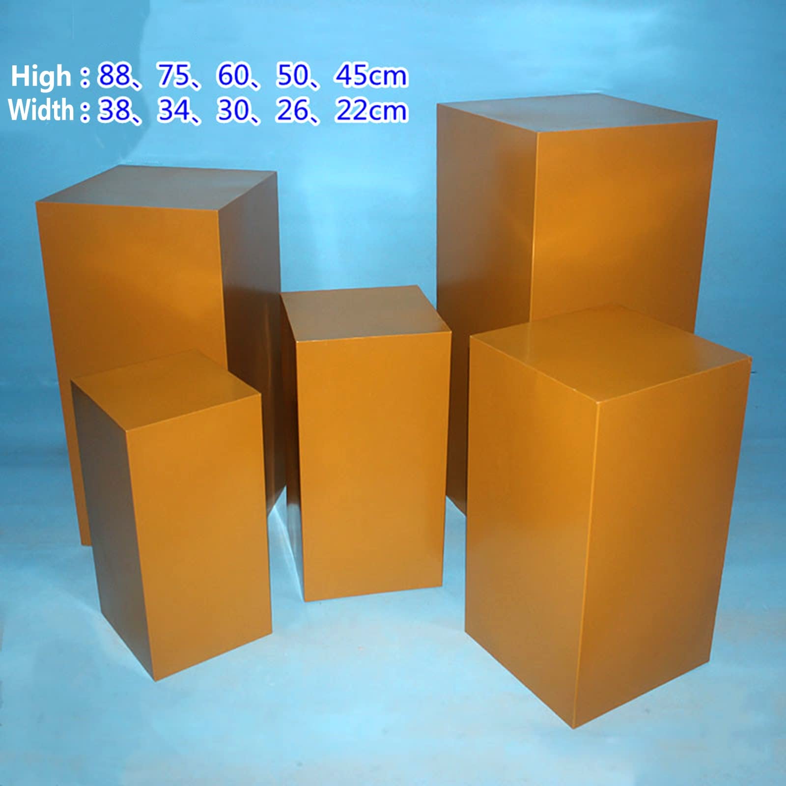 Soportes de Pedestal cilíndricos de 5 uds para Fiestas, baratijas de cumpleaños para Bodas, Velas de Flores, Decoraciones para Fiestas de Mesa de postres(Gold,Square Tube 5Pcs)