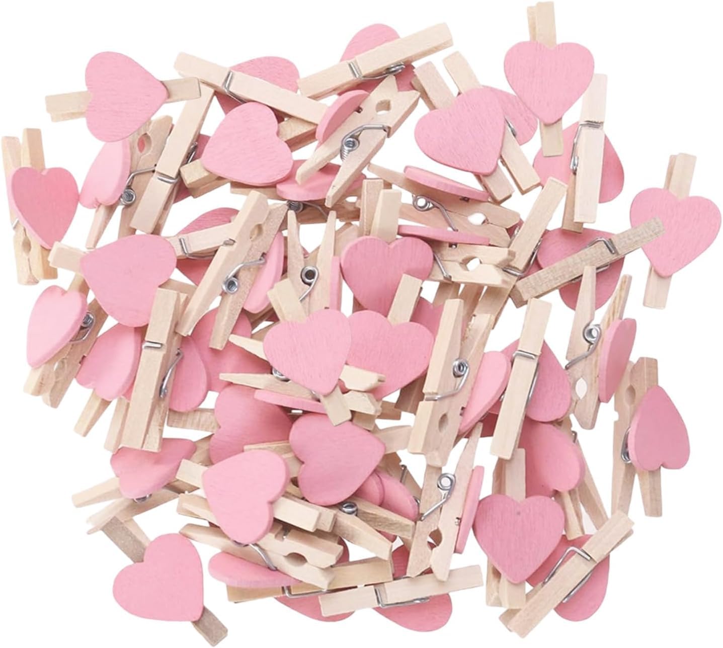 45Pcs Pink Mini Heart Wooden Clips, 3cm Small Pegs for Photo Crafts