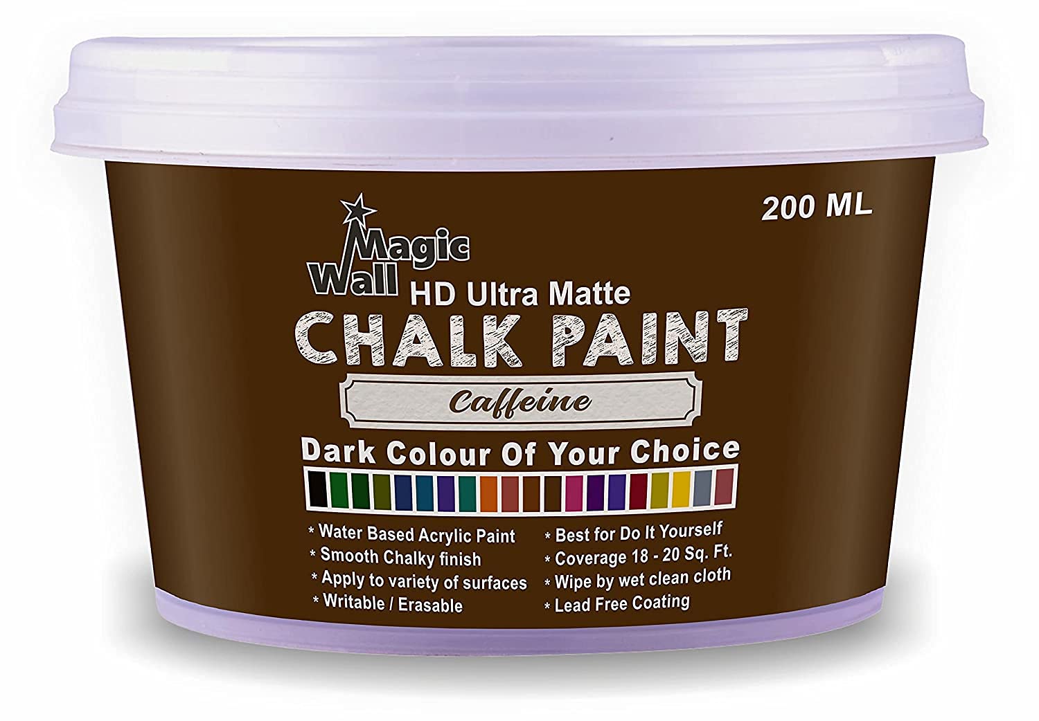 Chalk Paint Dark Colour | 200 ML - Ultra Matt Finish | Water Base Acrylic Paint | Coverage : 10 to 20 Sq. Ft. | Apply on Surfaces Like Walls, Boards, Furniture & Home Décor Products. (Caffeine) (B09F6JZZVP) Amazon Price History, Amazon Price Tracker