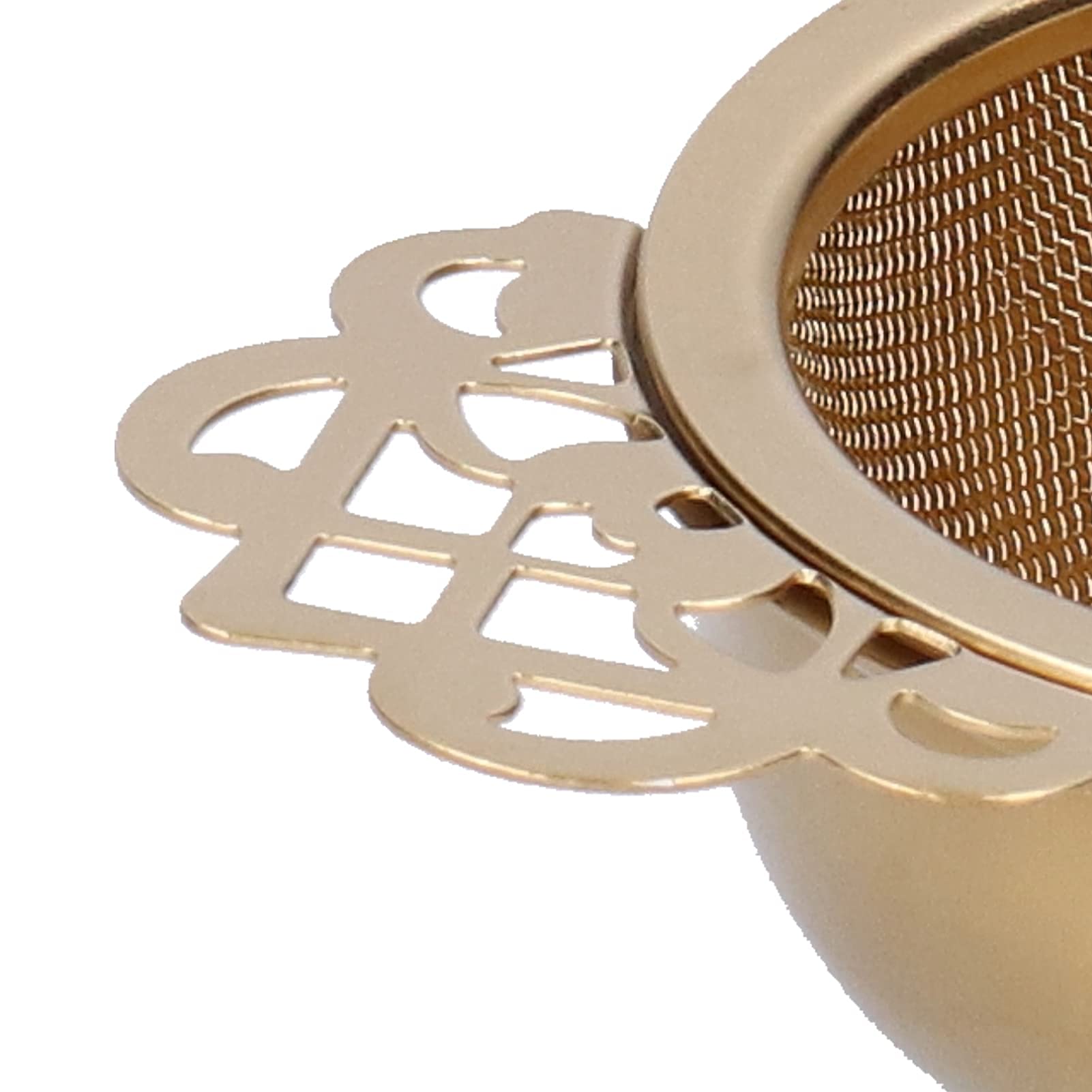 Filtre à Thé En Acier Inoxydable Avec Bol Anti-gouttes - Poignée Décorée Or - Pour Mug, Tasse Ou Théière - 6
