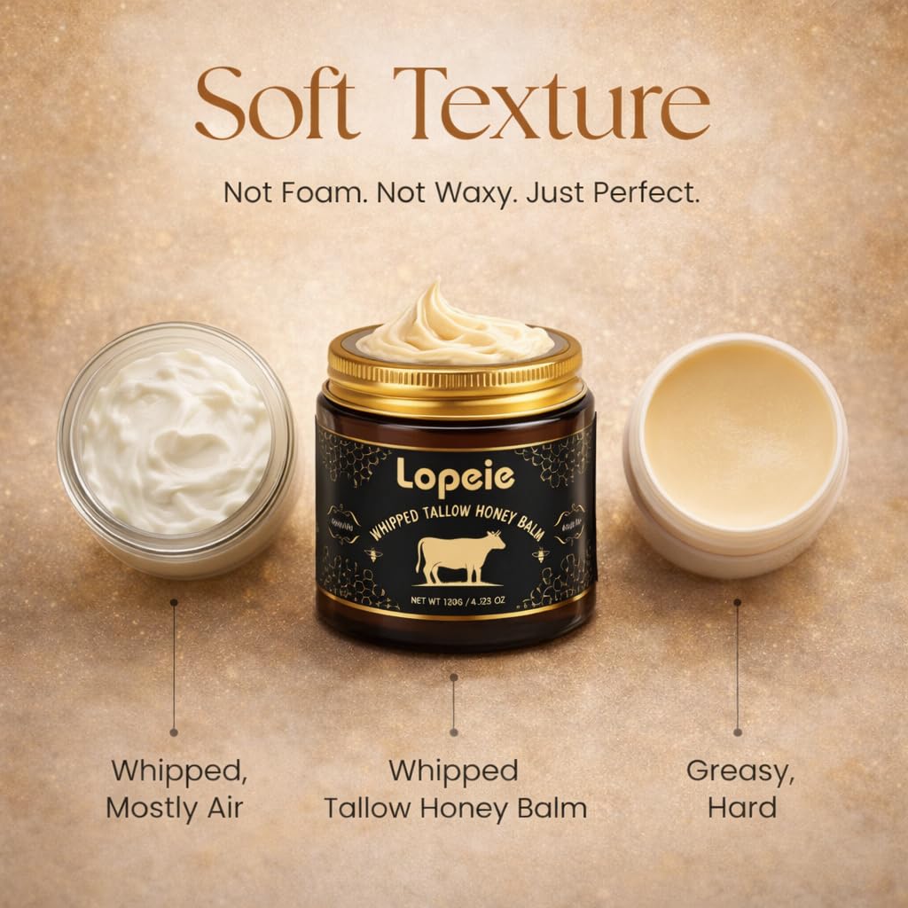 Upgraded Organic Beef Tallow for Skin & Face – Whipped Grass-Fed Tallow and Honey Balm for Dry, Sensitive Skin, Natural Hydrating Face Moisturizer with Raw Honey (Lavender) - Image 5