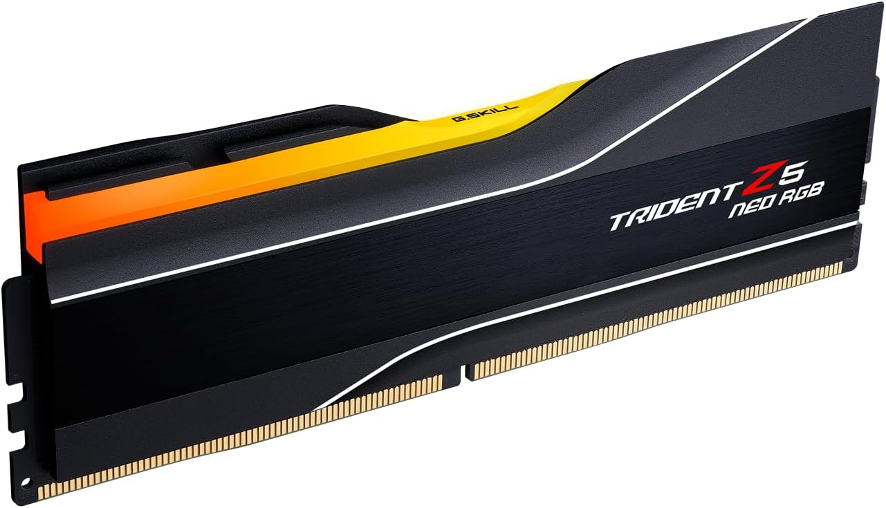 G.SKILL Trident Z5 Neo RGB Series DDR5 RAM (AMD EXPO & Intel XMP 3.0) 32GB (1x32GB) 6000MT/s CL38-48-48-96 1.25V Desktop Computer Memory U-DIMM - Matte Black (F5-6000J3848D32GX1-TZ5NR)